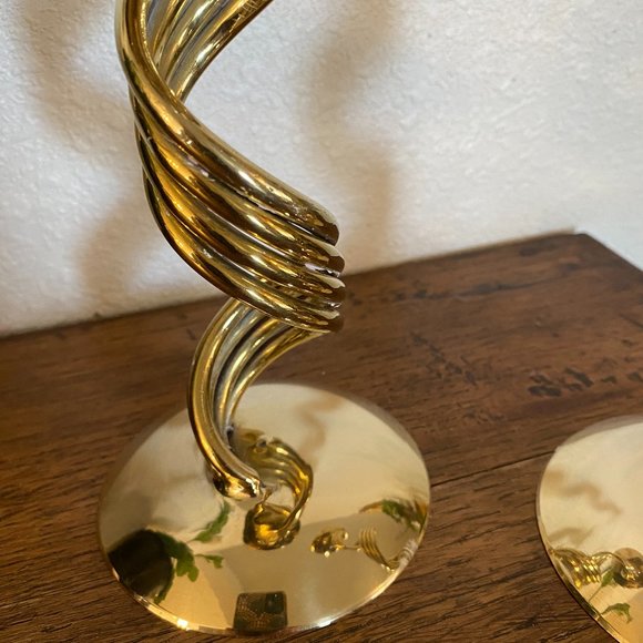 Brass Twisted Candleholders - Picture 4 of 6